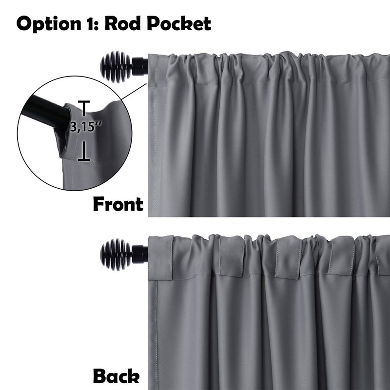 DWCN Patio Sliding Door Curtains - Extra Wide Curtains for Glass Door, Room Divider Blackout Thermal Curtain Panel with Back Tab & Rod Pocket for Bedroom Partition, 100 x 84 Inches, Dark Grey - Image 3